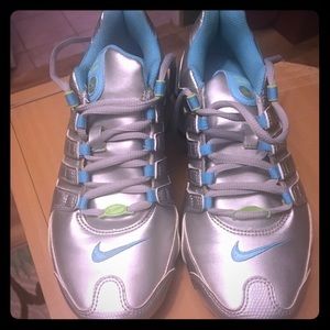 Silver blue and green Nike shox!